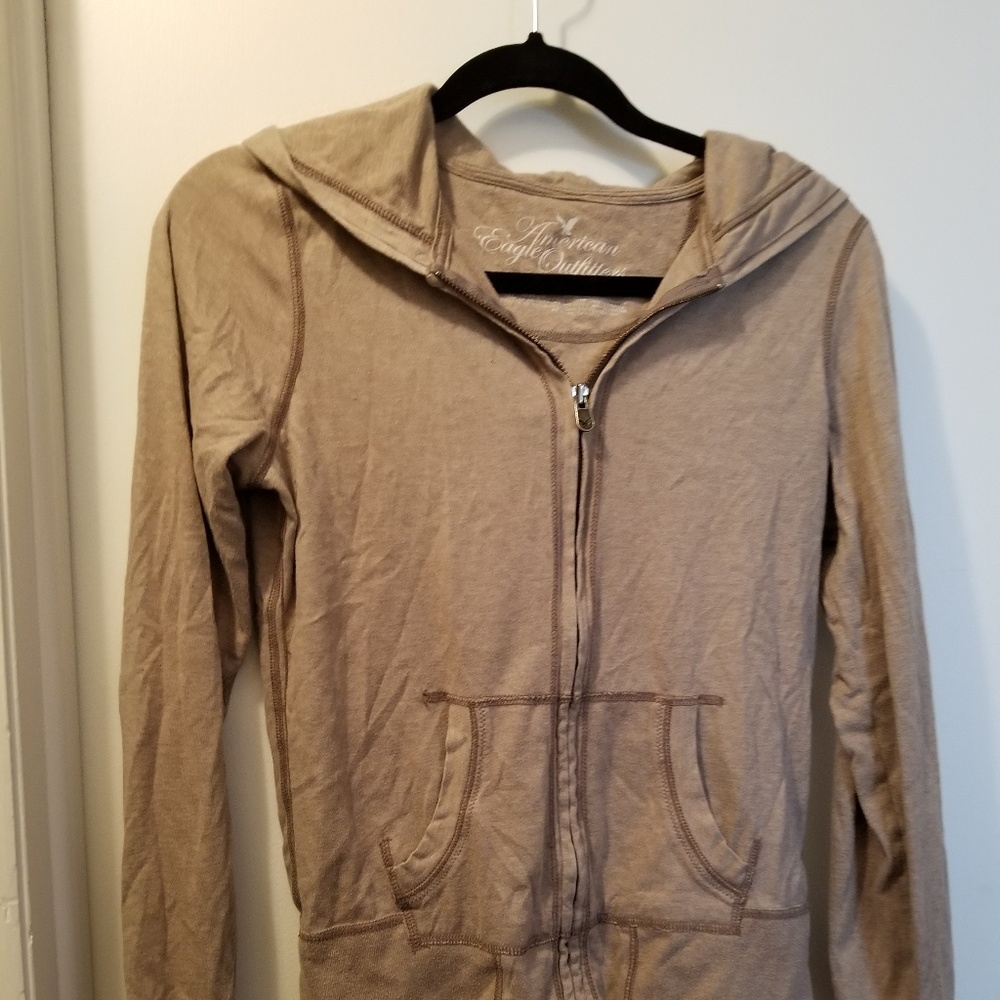 Tan lightweight zip up hoodie